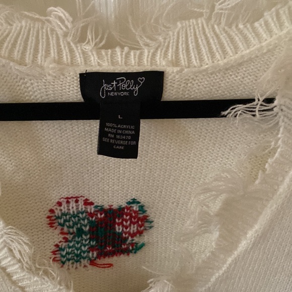 NWOT oversized distressed cherry knit top - Picture 2 of 3